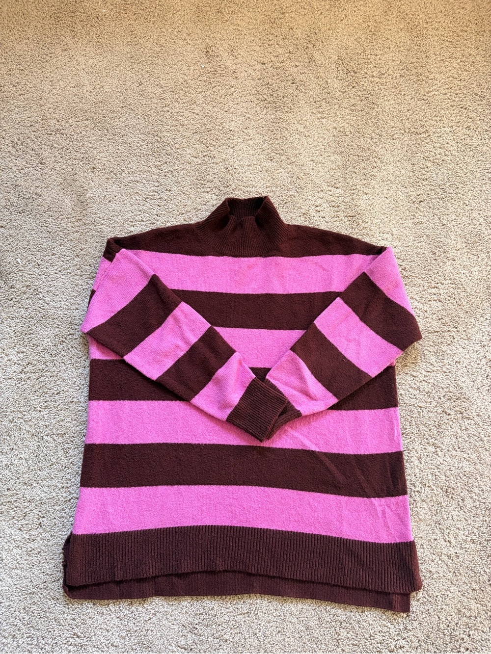 Loft Striped Pink and Brown Knit Pullover